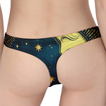 Vintage Moon And Sun Print Women's Thong