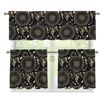 Vintage Native Dream Catcher Print 3 Piece Kitchen Curtains