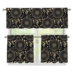 Vintage Native Dream Catcher Print 3 Piece Kitchen Curtains