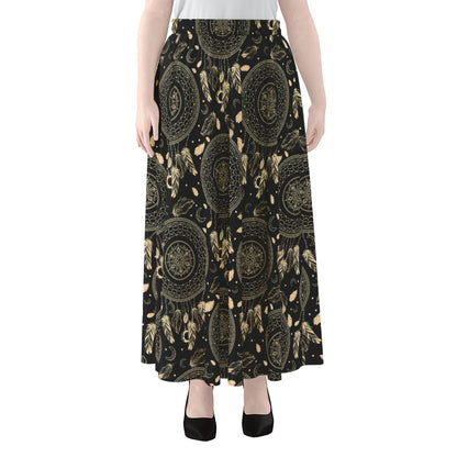Vintage Native Dream Catcher Print Chiffon Maxi Skirt