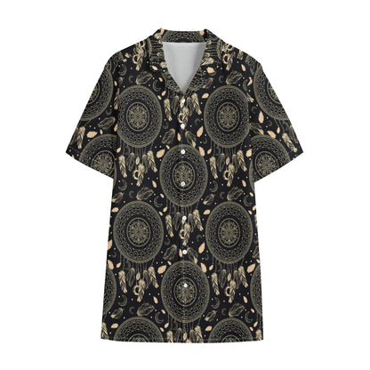 Vintage Native Dream Catcher Print Cotton Hawaiian Shirt