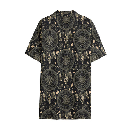 Vintage Native Dream Catcher Print Cotton Hawaiian Shirt