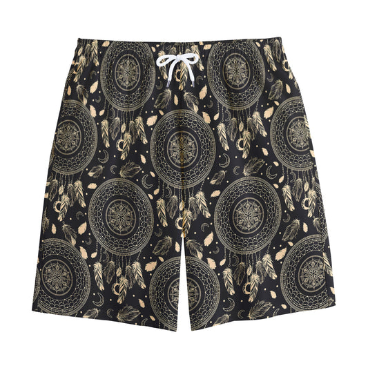 Vintage Native Dream Catcher Print Cotton Shorts