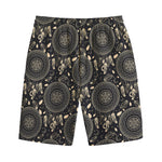 Vintage Native Dream Catcher Print Cotton Shorts