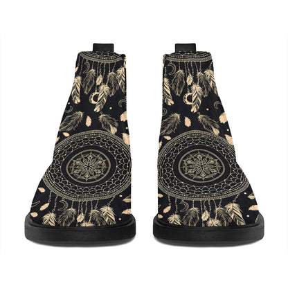 Vintage Native Dream Catcher Print Flat Ankle Boots