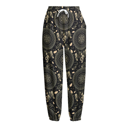 Vintage Native Dream Catcher Print Fleece Lined Knit Pants