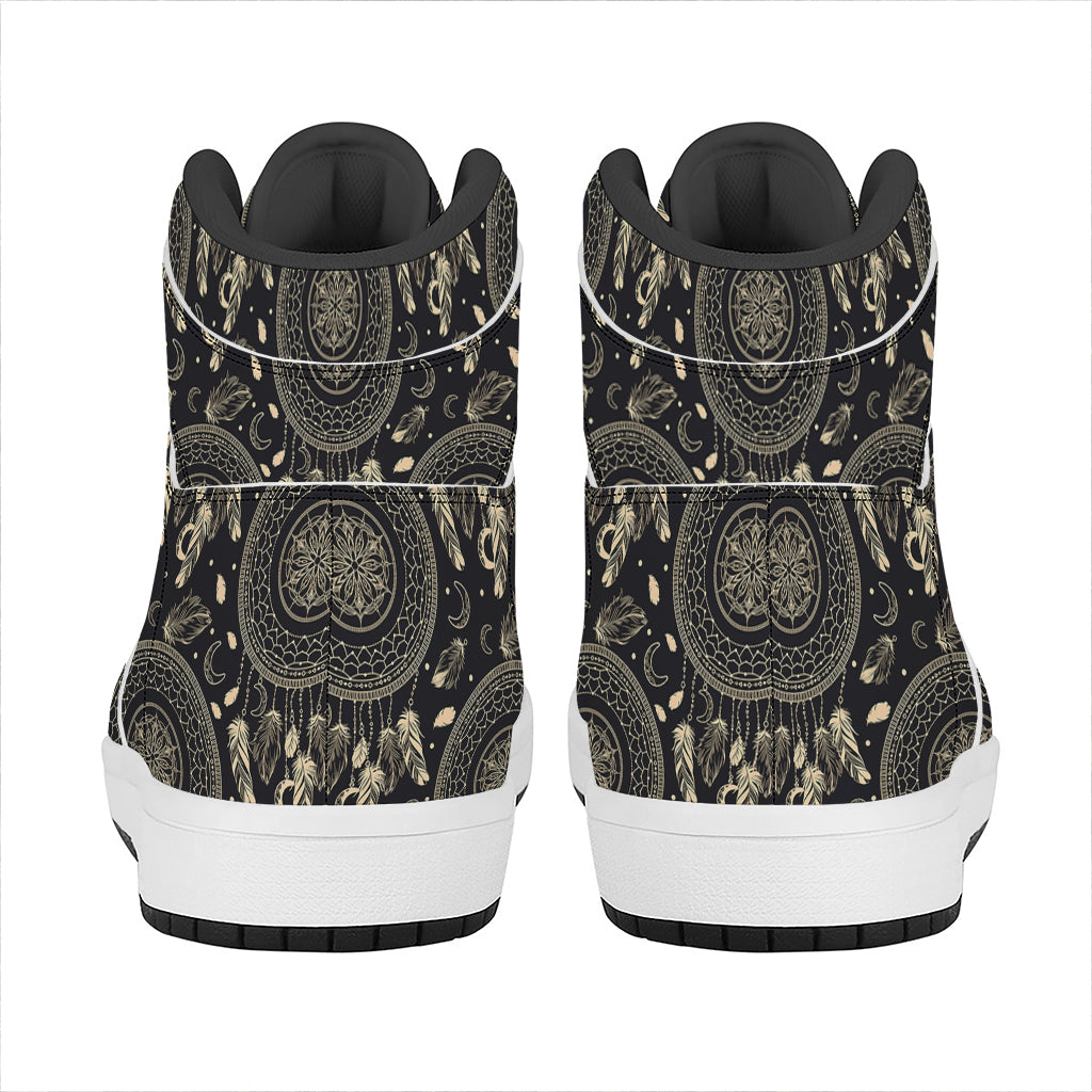 Vintage Native Dream Catcher Print High Top Leather Sneakers