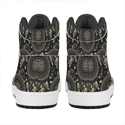 Vintage Native Dream Catcher Print High Top Leather Sneakers