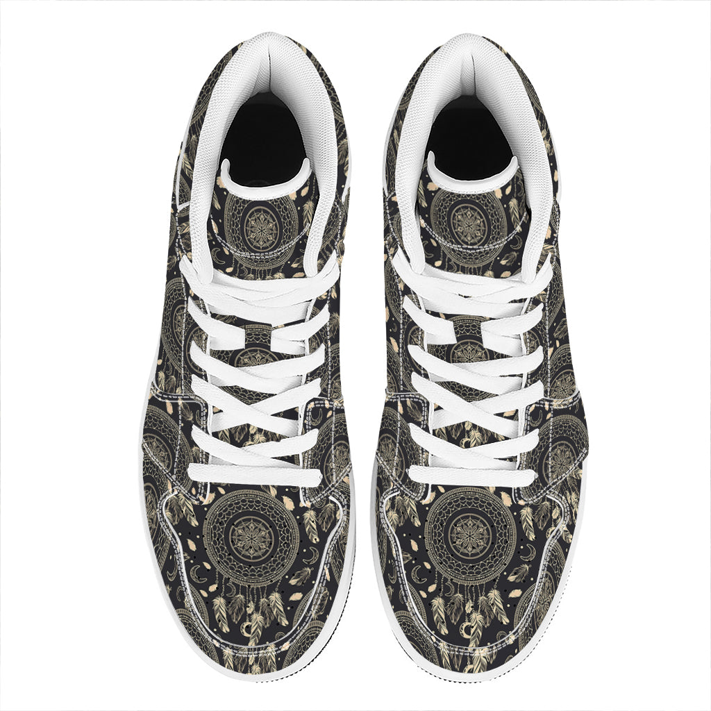 Vintage Native Dream Catcher Print High Top Leather Sneakers