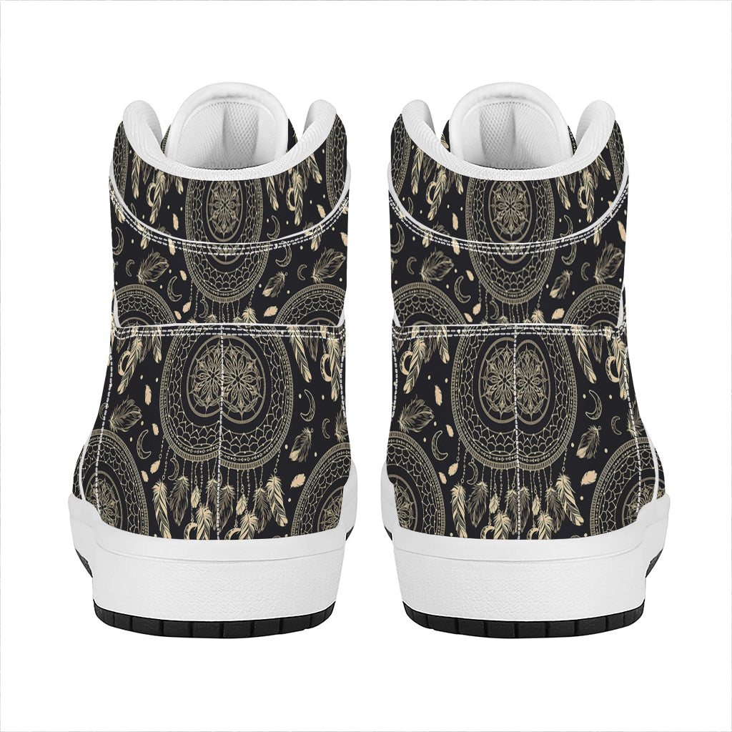 Vintage Native Dream Catcher Print High Top Leather Sneakers