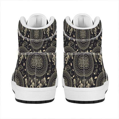 Vintage Native Dream Catcher Print High Top Leather Sneakers