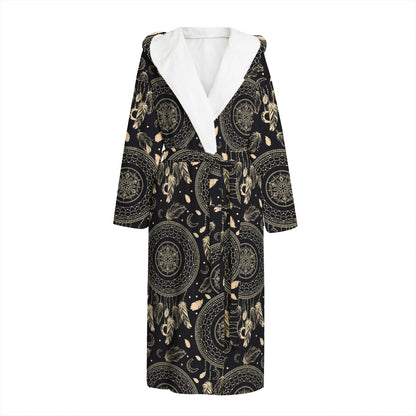 Vintage Native Dream Catcher Print Hooded Bathrobe