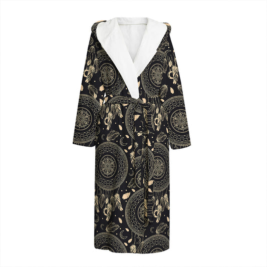 Vintage Native Dream Catcher Print Hooded Bathrobe