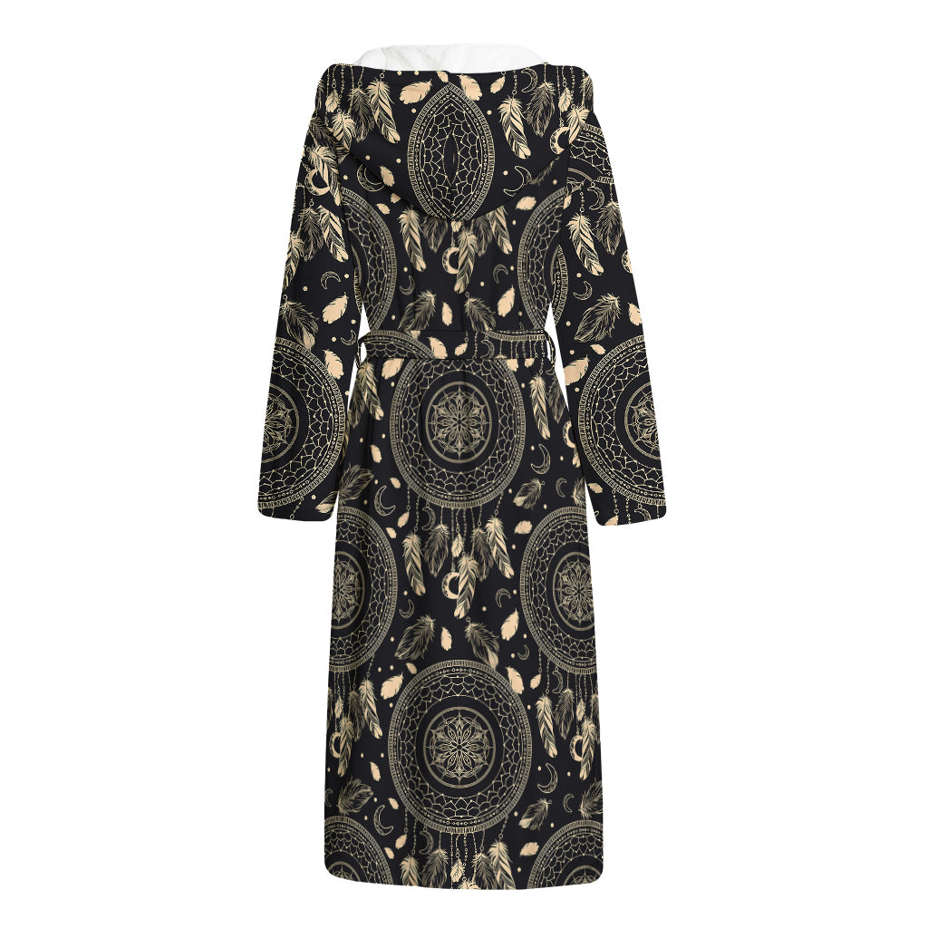 Vintage Native Dream Catcher Print Hooded Bathrobe