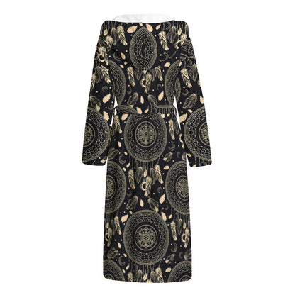 Vintage Native Dream Catcher Print Hooded Bathrobe