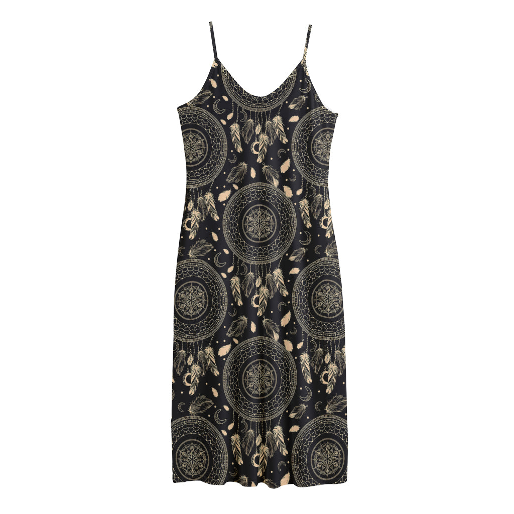 Vintage Native Dream Catcher Print Jersey Midi Cami Dress