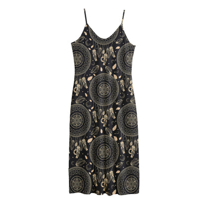 Vintage Native Dream Catcher Print Jersey Midi Cami Dress