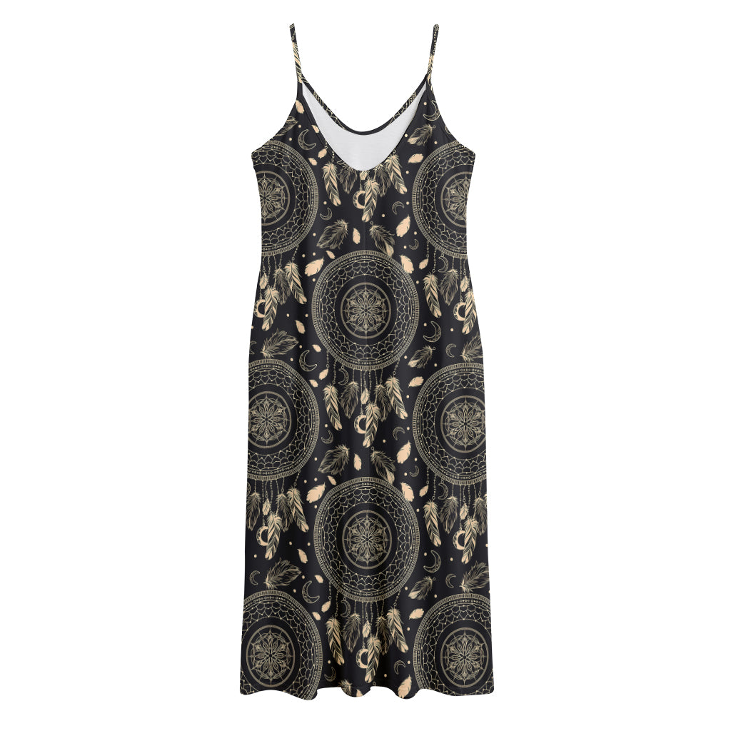 Vintage Native Dream Catcher Print Jersey Midi Cami Dress