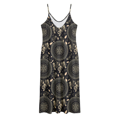 Vintage Native Dream Catcher Print Jersey Midi Cami Dress