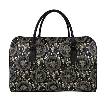 Vintage Native Dream Catcher Print Leather Duffle Bag