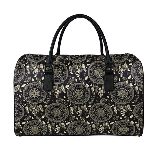 Vintage Native Dream Catcher Print Leather Duffle Bag