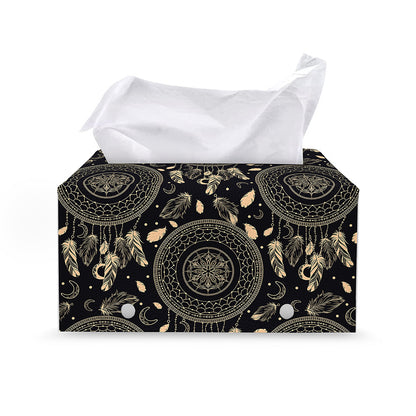 Vintage Native Dream Catcher Print Leather Tissue Box Cover