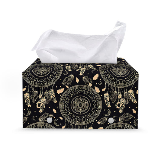 Vintage Native Dream Catcher Print Leather Tissue Box Cover