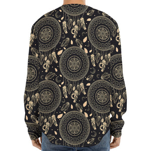 Vintage Native Dream Catcher Print Long Sleeve Baseball Jersey