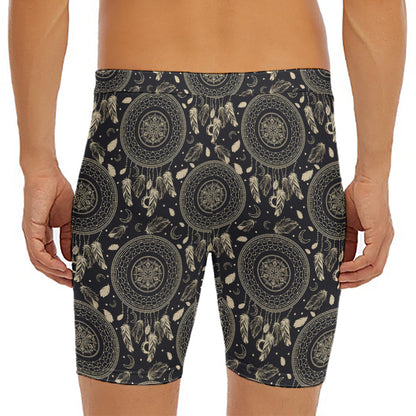 Vintage Native Dream Catcher Print Men's Long Boxer Briefs