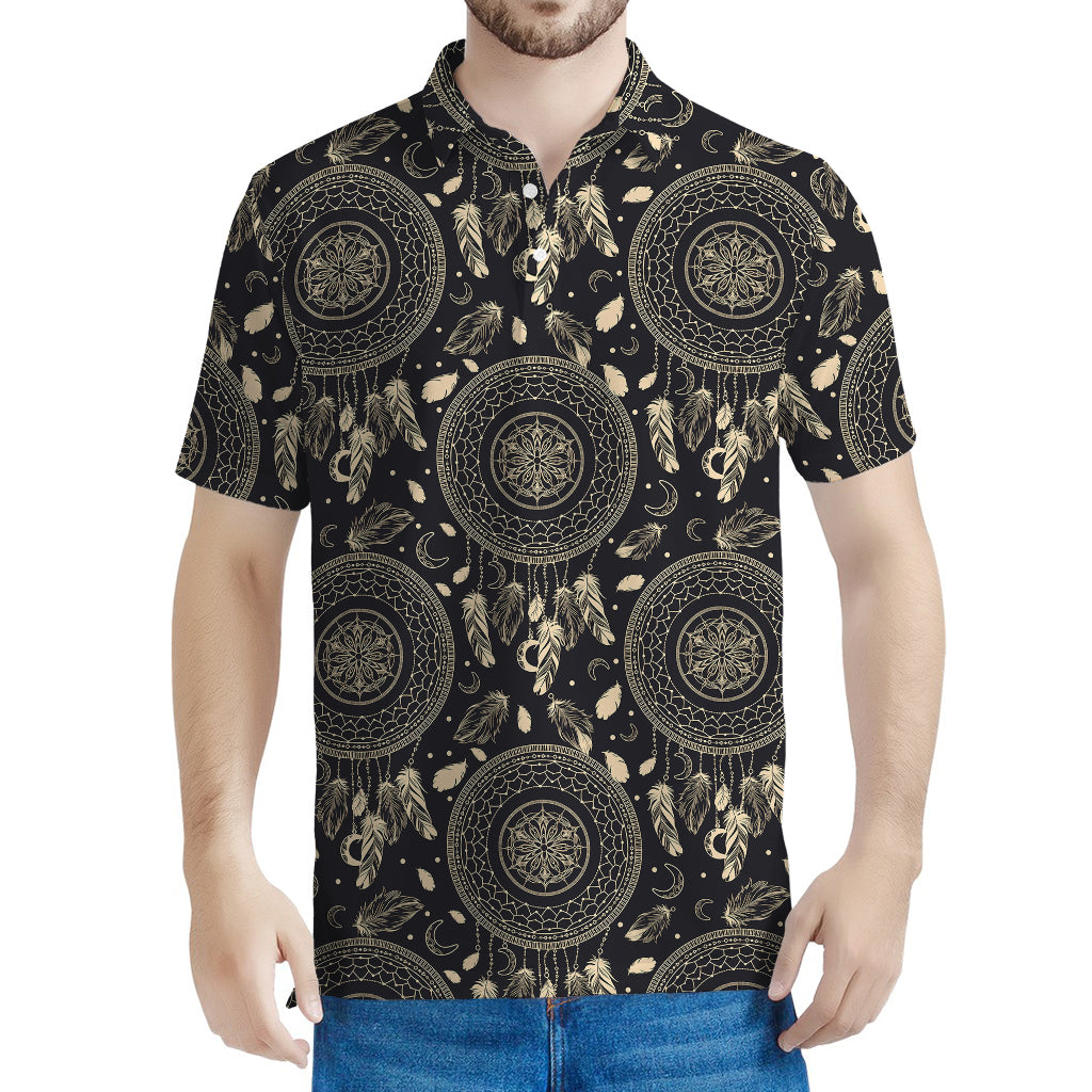 Vintage Native Dream Catcher Print Men's Polo Shirt