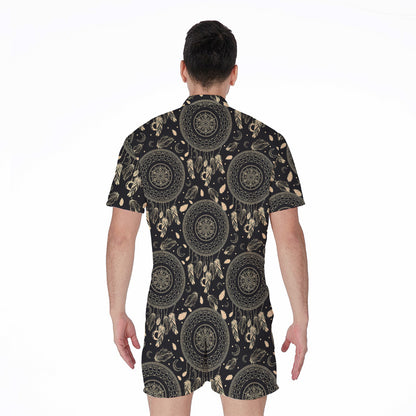 Vintage Native Dream Catcher Print Men's Rompers
