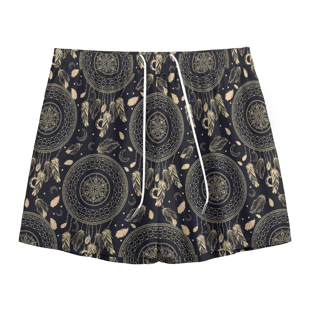 Vintage Native Dream Catcher Print Mesh Shorts