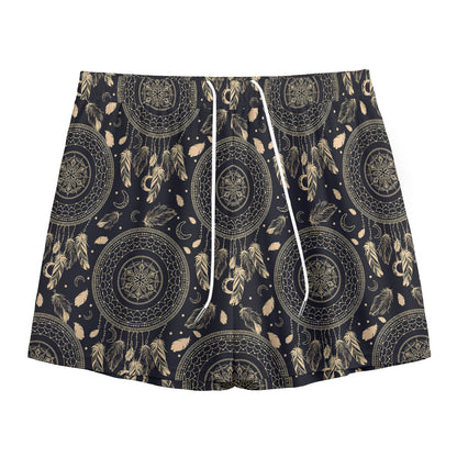 Vintage Native Dream Catcher Print Mesh Shorts