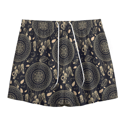 Vintage Native Dream Catcher Print Mesh Shorts