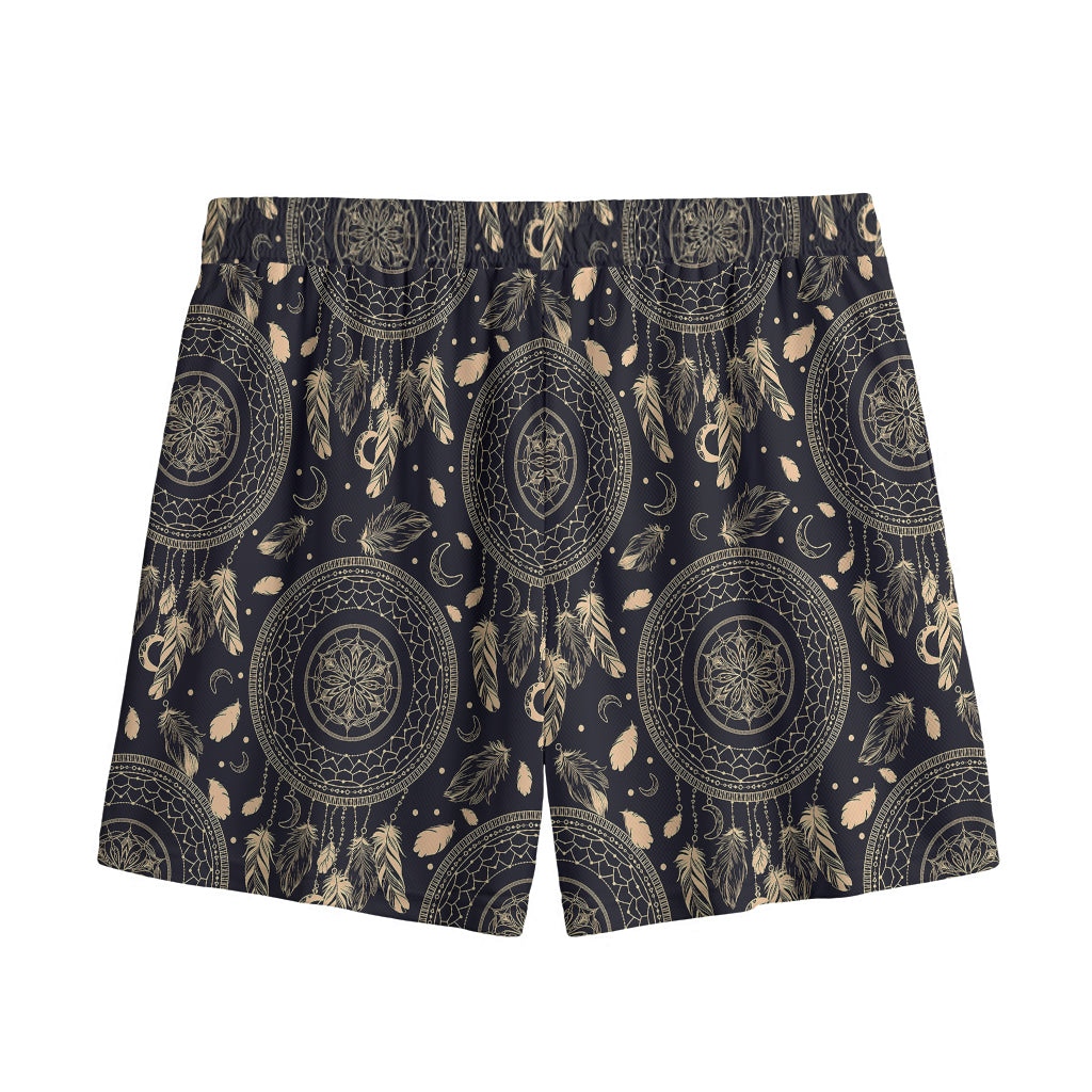 Vintage Native Dream Catcher Print Mesh Shorts