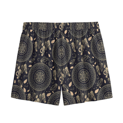 Vintage Native Dream Catcher Print Mesh Shorts
