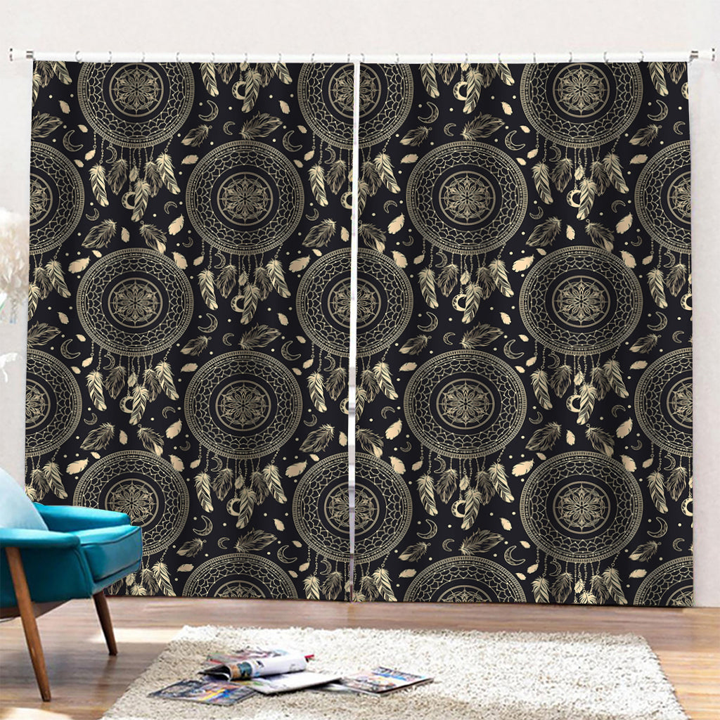 Vintage Native Dream Catcher Print Pencil Pleat Curtains