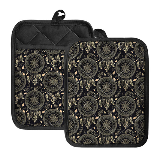 Vintage Native Dream Catcher Print Pot Holders With Pocket