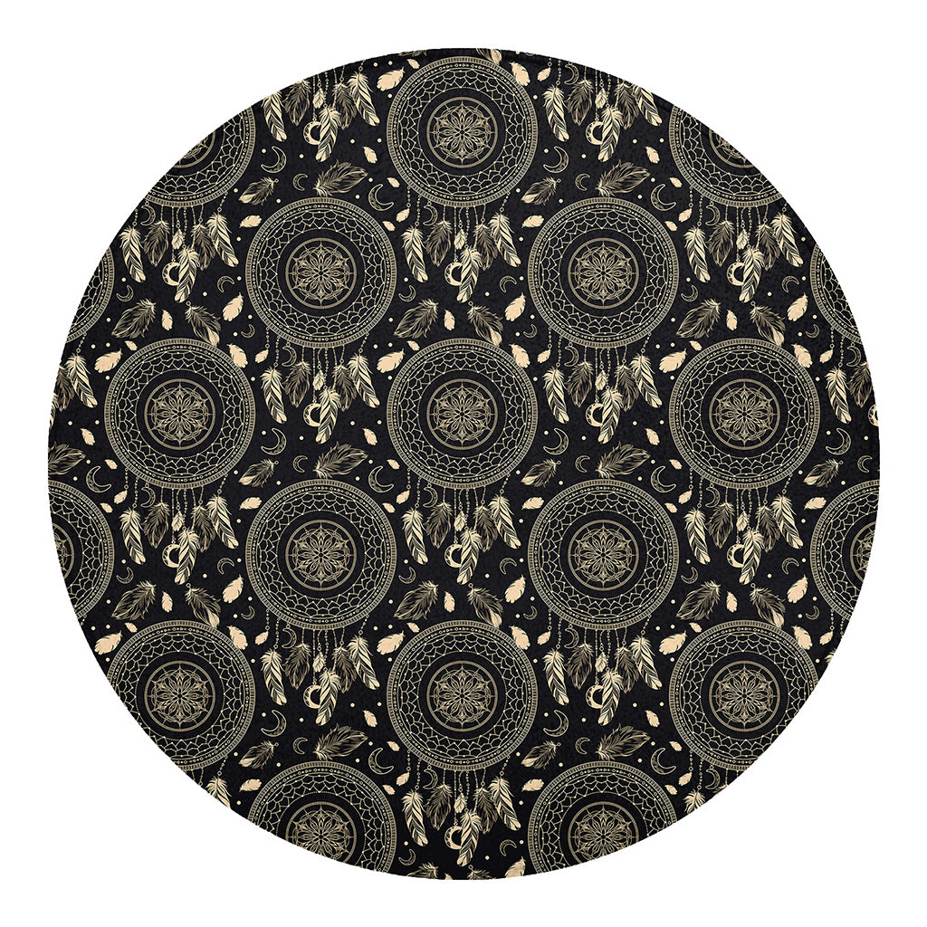 Vintage Native Dream Catcher Print Round Blanket