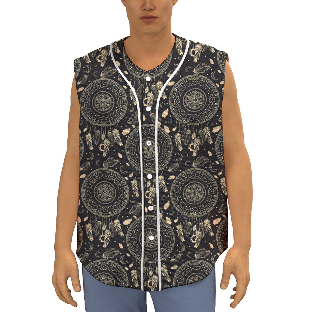 Vintage Native Dream Catcher Print Sleeveless Baseball Jersey
