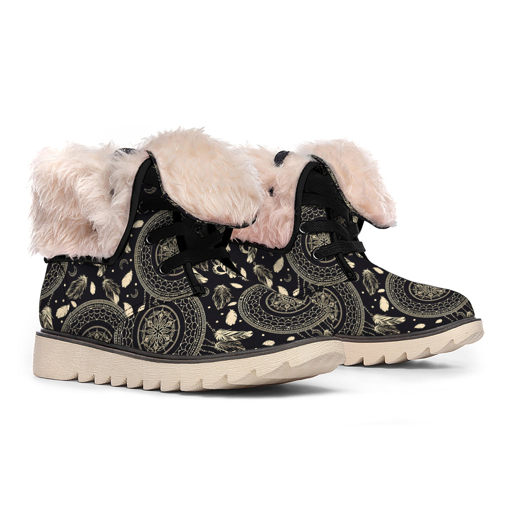 Vintage Native Dream Catcher Print Winter Boots