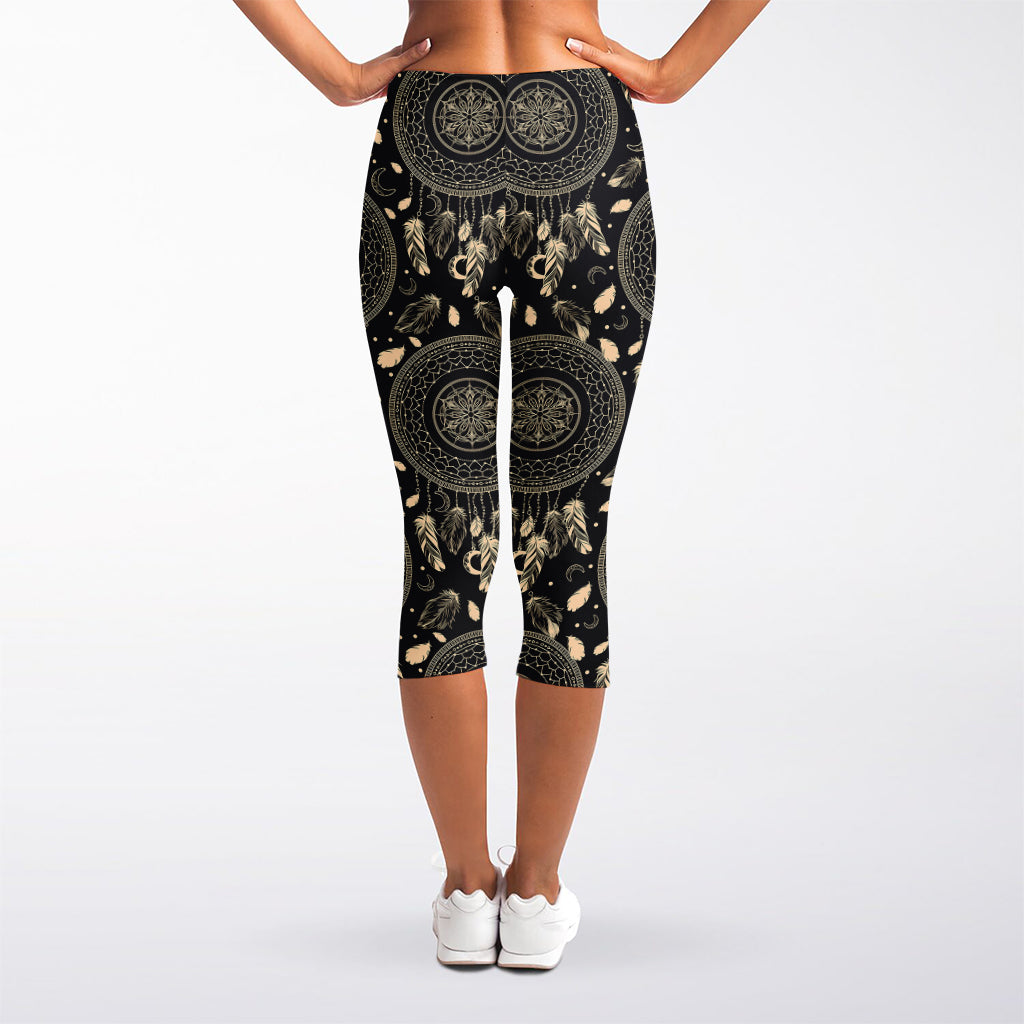 Vintage Native Dream Catcher Print Women's Capri Leggings