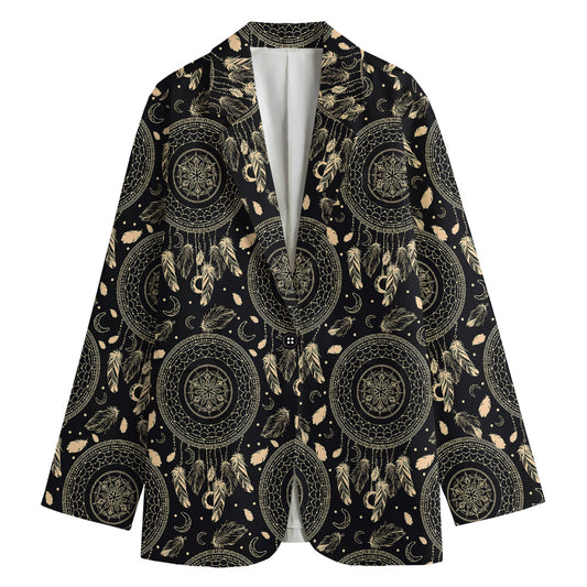 Vintage Native Dream Catcher Print Women's Cotton Blazer