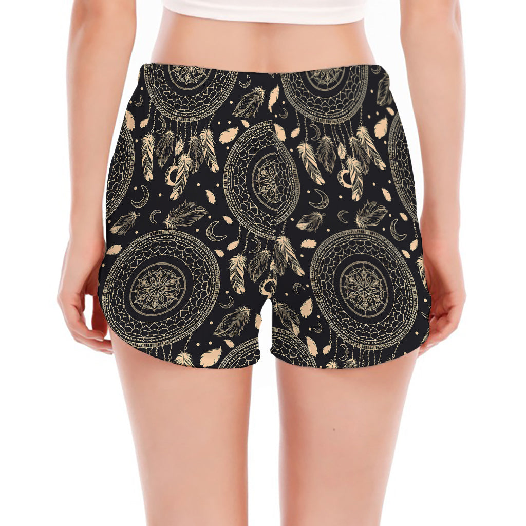 Vintage Native Dream Catcher Print Women's Split Running Shorts