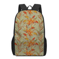 Vintage Orange Bohemian Floral Print 17 Inch Backpack