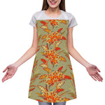 Vintage Orange Bohemian Floral Print Adjustable Apron