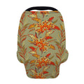 Vintage Orange Bohemian Floral Print Baby Seat Cover