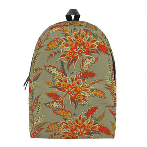 Vintage Orange Bohemian Floral Print Backpack