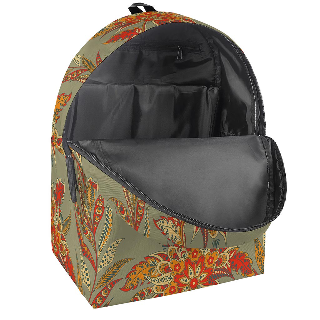 Vintage Orange Bohemian Floral Print Backpack