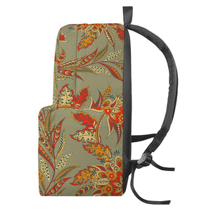 Vintage Orange Bohemian Floral Print Backpack